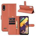 For LG K22 Litchi Texture Horizontal Flip Protective Case with Holder & Card Slots & Wallet(Brown) - 1