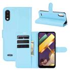 For LG K22 Litchi Texture Horizontal Flip Protective Case with Holder & Card Slots & Wallet(Blue) - 1