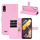 For LG K22 Litchi Texture Horizontal Flip Protective Case with Holder & Card Slots & Wallet(Pink) - 1