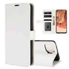 For OPPO F17 R64 Texture Single Horizontal Flip Protective Case with Holder & Card Slots & Wallet& Photo Frame(White) - 1