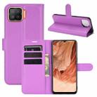 For OPPO F17 Litchi Texture Horizontal Flip Protective Case with Holder & Card Slots & Wallet(Purple) - 1