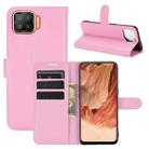 For OPPO F17 Litchi Texture Horizontal Flip Protective Case with Holder & Card Slots & Wallet(Pink) - 1