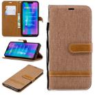 Color Matching Denim Texture Leather Case for Huawei Honor 8C, with Holder & Card Slots & Wallet & Lanyard(Brown) - 1