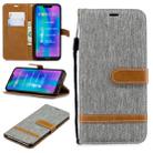 Color Matching Denim Texture Leather Case for Huawei Honor 8C, with Holder & Card Slots & Wallet & Lanyard(Gray) - 1