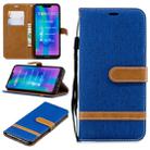 Color Matching Denim Texture Leather Case for Huawei Honor 8C, with Holder & Card Slots & Wallet & Lanyard(Royal Blue) - 1