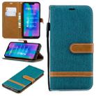 Color Matching Denim Texture Leather Case for Huawei Honor 8C, with Holder & Card Slots & Wallet & Lanyard(Green) - 1