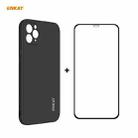 For iPhone 11 Pro Hat-Prince ENKAY ENK-PC0652 Liquid Silicone Straight Edge Shockproof Protective Case+ 0.26mm 9H 2.5D Full Glue Full Coverage Tempered Glass Protector Film(Black) - 1