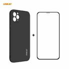 For iPhone 11 Pro Max Hat-Prince ENKAY ENK-PC0662 Liquid Silicone Straight Edge Shockproof Protective Case + 0.26mm 9H 2.5D Full Glue Full Coverage Tempered Glass Protector Film(Black) - 1