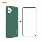 For iPhone 12 Pro Max Hat-Prince ENKAY ENK-PC0702 Liquid Silicone Straight Edge Shockproof Case + 0.26mm 9H 2.5D Full Glue Tempered Glass Film(Dark Green) - 1