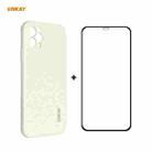 For iPhone 12 Pro Max Hat-Prince ENKAY ENK-PC0702 Liquid Silicone Straight Edge Shockproof Case + 0.26mm 9H 2.5D Full Glue Tempered Glass Film(Beige) - 1