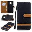 Color Matching Denim Texture Leather Case for Huawei Mate 20 Pro, with Holder & Card Slots & Wallet & Lanyard(Black) - 1