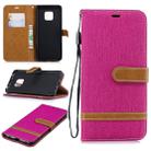 Color Matching Denim Texture Leather Case for Huawei Mate 20 Pro, with Holder & Card Slots & Wallet & Lanyard(Rose Red) - 1