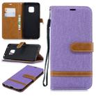 Color Matching Denim Texture Leather Case for Huawei Mate 20 Pro, with Holder & Card Slots & Wallet & Lanyard(Purple) - 1
