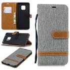 Color Matching Denim Texture Leather Case for Huawei Mate 20 Pro, with Holder & Card Slots & Wallet & Lanyard(Gray) - 1