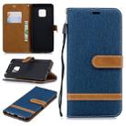 Color Matching Denim Texture Leather Case for Huawei Mate 20 Pro, with Holder & Card Slots & Wallet & Lanyard(Dark Blue) - 1