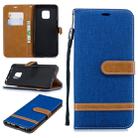 Color Matching Denim Texture Leather Case for Huawei Mate 20 Pro, with Holder & Card Slots & Wallet & Lanyard(Royal Blue) - 1