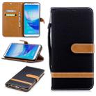 Color Matching Denim Texture Leather Case for Huawei Y9 2018 & Enjoy 8 Plus , with Holder & Card Slots & Wallet & Lanyard(Black) - 1