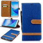 Color Matching Denim Texture Leather Case for Huawei Y9 2018 & Enjoy 8 Plus , with Holder & Card Slots & Wallet & Lanyard(Royal Blue) - 1