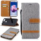 Color Matching Denim Texture Leather Case for Huawei P Smart / Enjoy 7S, with Holder & Card Slots & Wallet & Lanyard(Gray) - 1