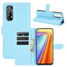 For OPPO Realme 7 Litchi Texture Horizontal Flip Protective Case with Holder & Card Slots & Wallet(Blue) - 1