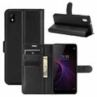 For ZTE Blade L210 Litchi Texture Horizontal Flip Protective Case with Holder & Card Slots & Wallet(Black) - 1