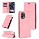 For OPPO Realme 7 Pro Retro-skin Business Magnetic Suction Leather Case with Holder & Card Slots & Wallet(Pink) - 1