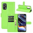 For OPPO Realme 7 Pro Litchi Texture Horizontal Flip Protective Case with Holder & Card Slots & Wallet(Green) - 1