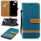 Color Matching Denim Texture Leather Case for Huawei Honor 7A & Y6 (2018), with Holder & Card Slots & Wallet & Lanyard(Green) - 1