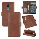 For Nokia 2.4 Dual-side Magnetic Buckle Horizontal Flip Leather Case with Holder & Card Slots & Wallet(Brown) - 1