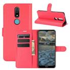 For Nokia 2.4 Litchi Texture Horizontal Flip Protective Case with Holder & Card Slots & Wallet(Red) - 1