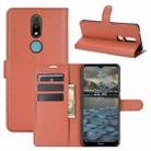 For Nokia 2.4 Litchi Texture Horizontal Flip Protective Case with Holder & Card Slots & Wallet(Brown) - 1