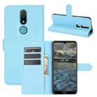 For Nokia 2.4 Litchi Texture Horizontal Flip Protective Case with Holder & Card Slots & Wallet(Blue) - 1
