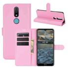 For Nokia 2.4 Litchi Texture Horizontal Flip Protective Case with Holder & Card Slots & Wallet(Pink) - 1