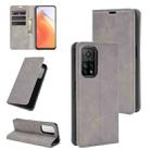 For Xiaomi Mi 10T / 10T Pro Retro-skin Business Magnetic Suction Leather Case with Holder & Card Slots & Wallet(Grey) - 1