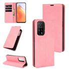 For Xiaomi Mi 10T / 10T Pro Retro-skin Business Magnetic Suction Leather Case with Holder & Card Slots & Wallet(Pink) - 1