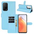 For Xiaomi Mi 10T / 10T Pro Litchi Texture Horizontal Flip Protective Case with Holder & Card Slots & Wallet(Blue) - 1