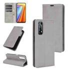 For OPPO Realme 7 Retro-skin Business Magnetic Suction Leather Case with Holder & Card Slots & Wallet(Grey) - 1