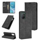 For OnePlus 8T Retro-skin Business Magnetic Suction Leather Case with Holder & Card Slots & Wallet(Black) - 1