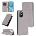 For OnePlus 8T Retro-skin Business Magnetic Suction Leather Case with Holder & Card Slots & Wallet(Grey) - 1