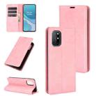 For OnePlus 8T Retro-skin Business Magnetic Suction Leather Case with Holder & Card Slots & Wallet(Pink) - 1