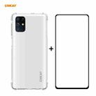 For Samsung Galaxy M51 Hat-Prince ENKAY Clear TPU Shockproof Case Soft Anti-slip Cover + 0.26mm 9H 2.5D Full Glue Full Coverage Tempered Glass Protector Film - 1