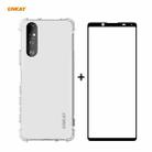 For Sony Xperia 5 II Hat-Prince ENKAY Clear TPU Shockproof Case Soft Anti-slip Cover + 0.26mm 9H 2.5D Full Glue Full Coverage Tempered Glass Protector Film - 1