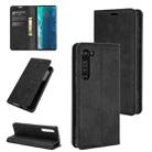 For Motorola Edge Retro-skin Business Magnetic Suction Leather Case with Holder & Card Slots & Wallet(Black) - 1