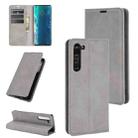 For Motorola Edge Retro-skin Business Magnetic Suction Leather Case with Holder & Card Slots & Wallet(Grey) - 1