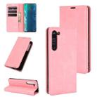 For Motorola Edge Retro-skin Business Magnetic Suction Leather Case with Holder & Card Slots & Wallet(Pink) - 1