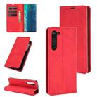 For Motorola Edge Retro-skin Business Magnetic Suction Leather Case with Holder & Card Slots & Wallet(Red) - 1