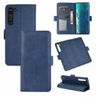 For Motorola Edge Dual-side Magnetic Buckle Horizontal Flip Leather Case with Holder & Card Slots & Wallet(Dark Blue) - 1