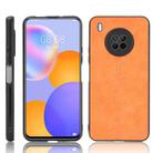 For Huawei Y9a Shockproof Sewing Cow Pattern Skin PC + PU + TPU Case(Orange) - 1