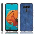 For LG K51 Shockproof Sewing Cow Pattern Skin PC + PU + TPU Case(Blue) - 1