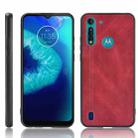 For Motorola Moto G8 Power Lite Shockproof Sewing Cow Pattern Skin PC + PU + TPU Case(Red) - 1